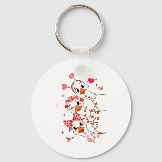 Funny Valentine Goose Nk Coquette Valentines Girls Sleutelhanger (Voorkant)