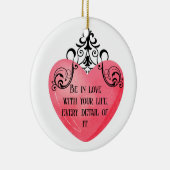 Funny Valentine pink heart Keramisch Ornament (Rechts)