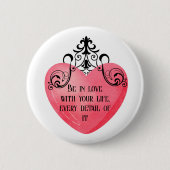 Funny Valentine pink heart Ronde Button 5,7 Cm (Voorkant)