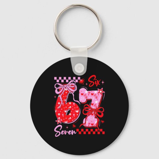 Funny Valentine’s Day 67 Meme 6 7 Valentine Bow He Sleutelhanger (Voorkant)