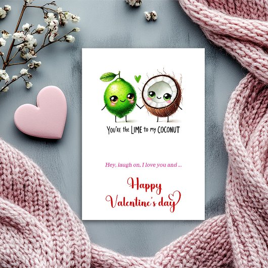 Funny Valentine’s Day Love Card with Cartoon Fruit Feestdagenkaart