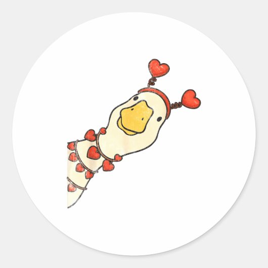 Funny Valentine Silly Gooses Duck Heart Love Match Ronde Sticker (Voorkant)