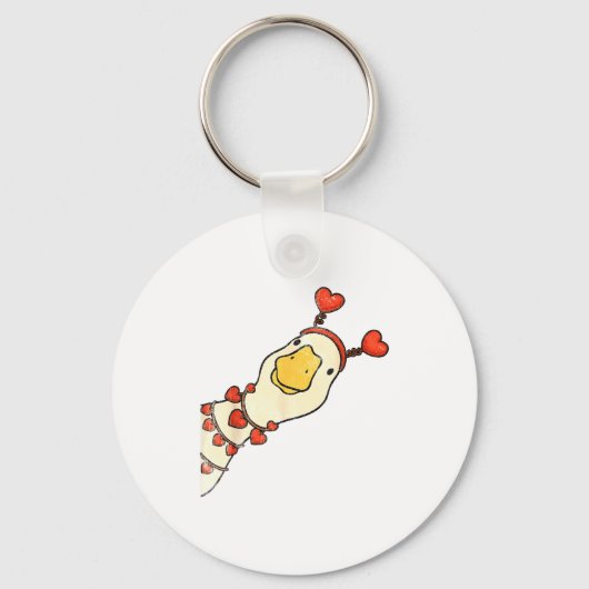 Funny Valentine Silly Gooses Duck Heart Love Match Sleutelhanger (Voorkant)
