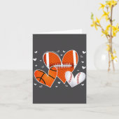 Funny Valentines Baseball Basketball Football Hear Kaart (Gele Bloem)