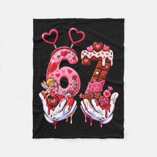 Funny Valentine's Day 67 Meme Hands Six Seven Cud Fleece Deken (Voorkant)