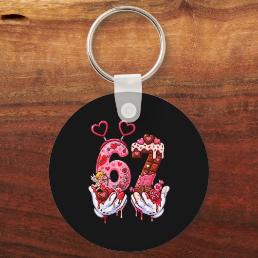 Funny Valentine's Day 67 Meme Hands Six Seven Cud Sleutelhanger (Voorkant)