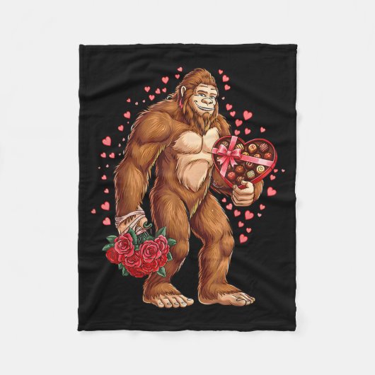 Funny Valentines Day Bigfoot Heart Love Sasquatch Fleece Deken (Voorkant)