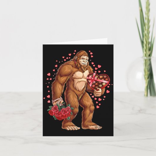 Funny Valentines Day Bigfoot Heart Love Sasquatch Kaart (Voorkant)