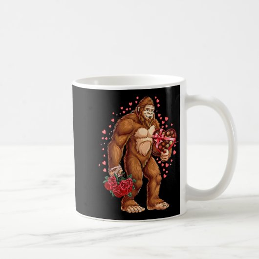 Funny Valentines Day Bigfoot Heart Love Sasquatch Koffiemok (Rechts)