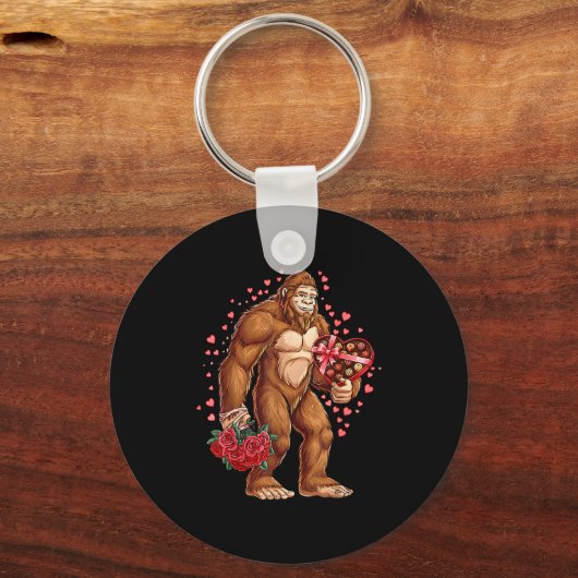 Funny Valentines Day Bigfoot Heart Love Sasquatch Sleutelhanger (Voorkant)