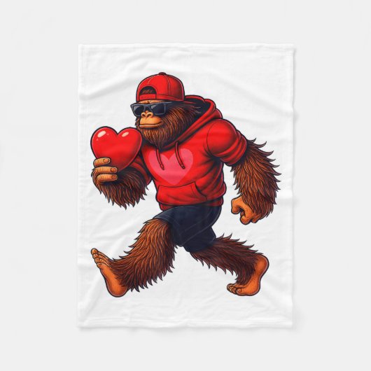 Funny Valentines Day Bigfoot Heart Sungles Sasquat Fleece Deken (Voorkant)