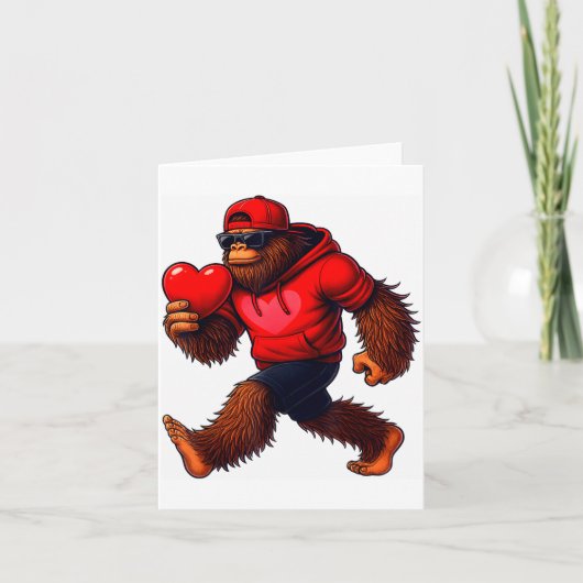 Funny Valentines Day Bigfoot Heart Sungles Sasquat Kaart (Voorkant)