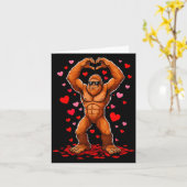 Funny Valentines Day Bigfoot Heart Sungles Sasquat Kaart (Gele Bloem)