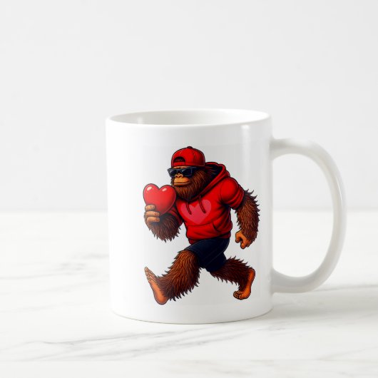 Funny Valentines Day Bigfoot Heart Sungles Sasquat Koffiemok (Rechts)