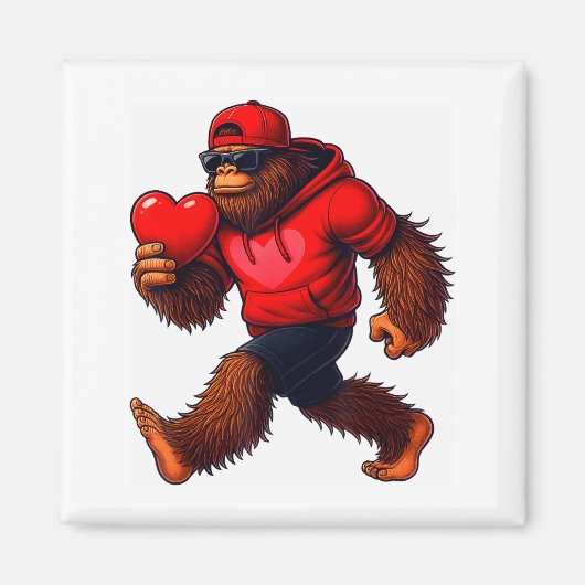 Funny Valentines Day Bigfoot Heart Sungles Sasquat Magneet (Voorkant)