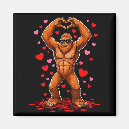 Funny Valentines Day Bigfoot Heart Sungles Sasquat Magneet (Voorkant)