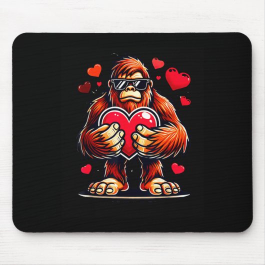 Funny Valentines Day Bigfoot Heart Sungles Sasquat Muismat (Voorkant)