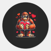Funny Valentines Day Bigfoot Heart Sungles Sasquat Ronde Sticker (Voorkant)