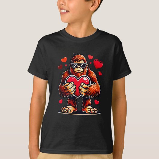Funny Valentines Day Bigfoot Heart Sungles Sasquat T-shirt (Voorkant)