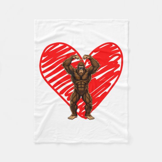 Funny Valentines Day Bigfoot Sungles In Heart Sasq Fleece Deken (Voorkant)