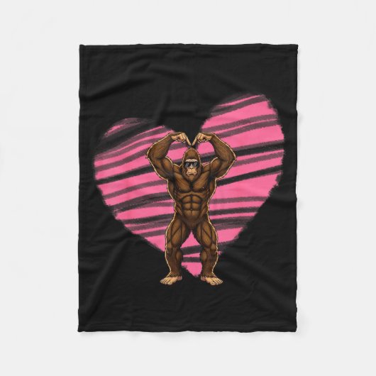 Funny Valentines Day Bigfoot Sungles In Heart Sasq Fleece Deken (Voorkant)