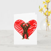 Funny Valentines Day Bigfoot Sungles In Heart Sasq Kaart (Gele Bloem)