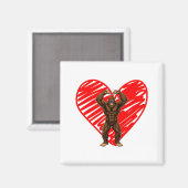 Funny Valentines Day Bigfoot Sungles In Heart Sasq Magneet (Voorkant / Achterkant)