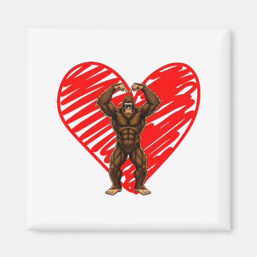 Funny Valentines Day Bigfoot Sungles In Heart Sasq Magneet (Voorkant)