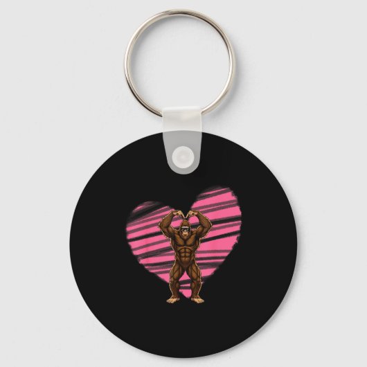 Funny Valentines Day Bigfoot Sungles In Heart Sasq Sleutelhanger (Voorkant)