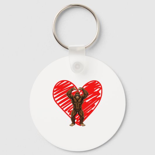 Funny Valentines Day Bigfoot Sungles In Heart Sasq Sleutelhanger (Voorkant)