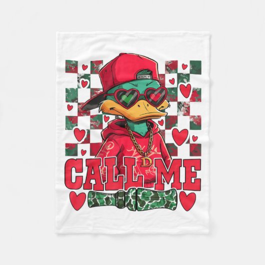 Funny Valentine's Day Boy Duck Hunting Call Me Tod Fleece Deken (Voorkant)