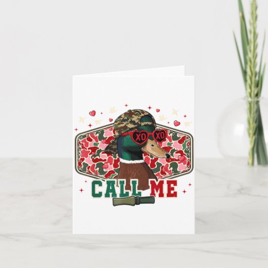 Funny Valentine's Day Boy Duck Hunting Call Me Tod Kaart (Voorkant)