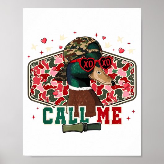 Funny Valentine's Day Boy Duck Hunting Call Me Tod Poster (Voorkant)