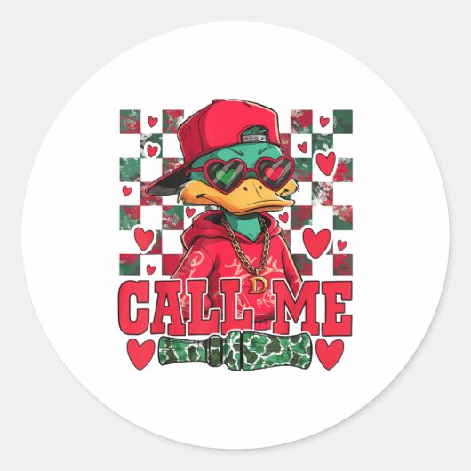 Funny Valentine's Day Boy Duck Hunting Call Me Tod Ronde Sticker (Voorkant)