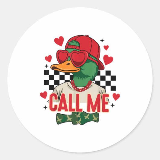 Funny Valentine's Day Boy Duck Hunting Call Me Tod Ronde Sticker (Voorkant)
