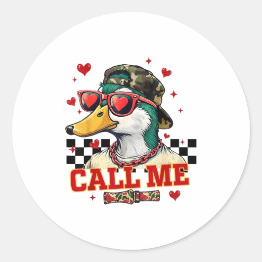 Funny Valentine's Day Boy Duck Hunting Call Me Tod Ronde Sticker (Voorkant)