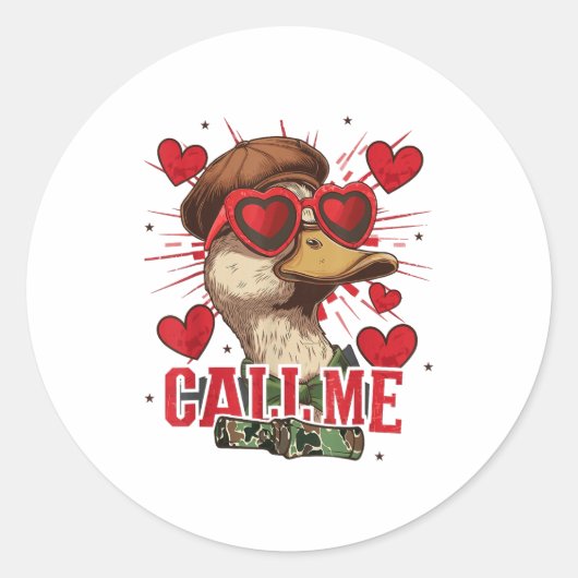 Funny Valentine's Day Boy Duck Hunting Call Me Tod Ronde Sticker (Voorkant)