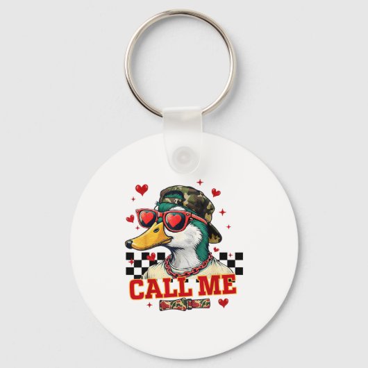 Funny Valentine's Day Boy Duck Hunting Call Me Tod Sleutelhanger (Voorkant)