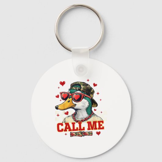 Funny Valentine's Day Boy Duck Hunting Call Me Tod Sleutelhanger (Voorkant)