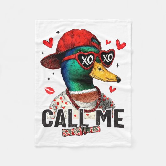 Funny Valentines Day Call Me Duck Hunting Men Wome Fleece Deken (Voorkant)