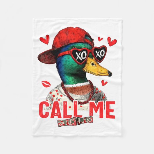 Funny Valentines Day Call Me Duck Hunting Men Wome Fleece Deken (Voorkant)