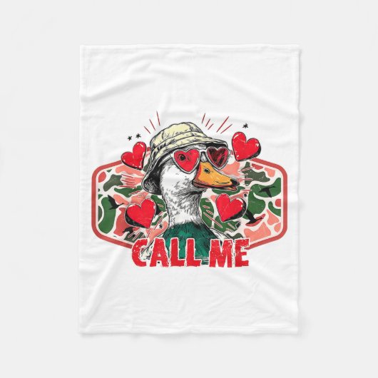 Funny Valentines Day Call Me Duck Hunting Men Wome Fleece Deken (Voorkant)