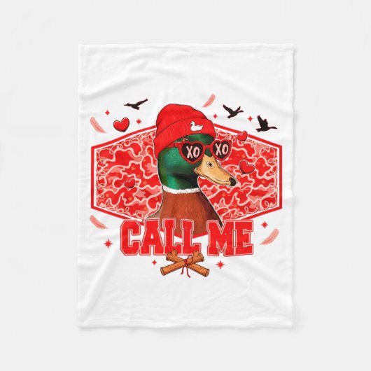 Funny Valentines Day Call Me Duck Hunting Men Wome Fleece Deken (Voorkant)