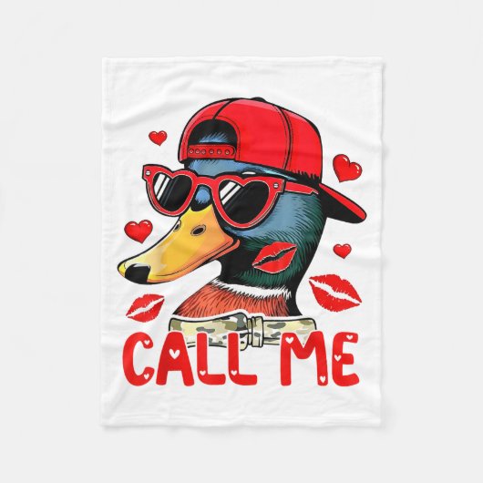Funny Valentines Day Call Me Duck Hunting Men Wome Fleece Deken (Voorkant)