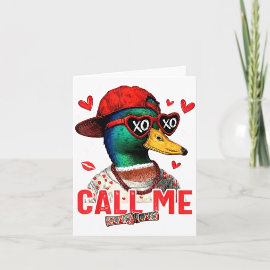 Funny Valentines Day Call Me Duck Hunting Men Wome Kaart (Voorkant)