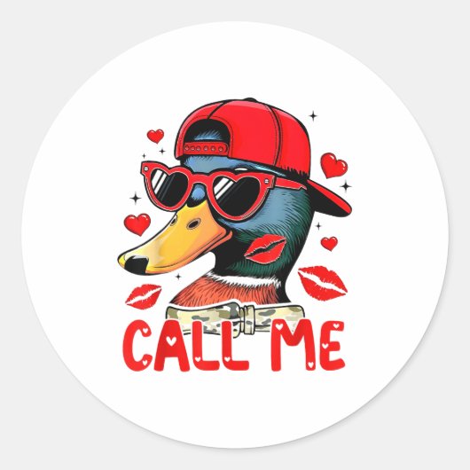 Funny Valentines Day Call Me Duck Hunting Men Wome Ronde Sticker (Voorkant)