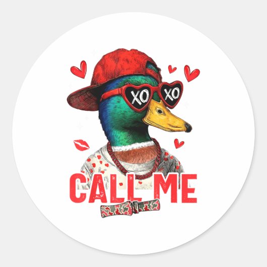 Funny Valentines Day Call Me Duck Hunting Men Wome Ronde Sticker (Voorkant)