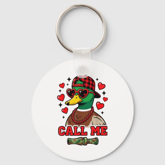 Funny Valentines Day Call Me Duck Hunting Men Wome Sleutelhanger (Voorkant)