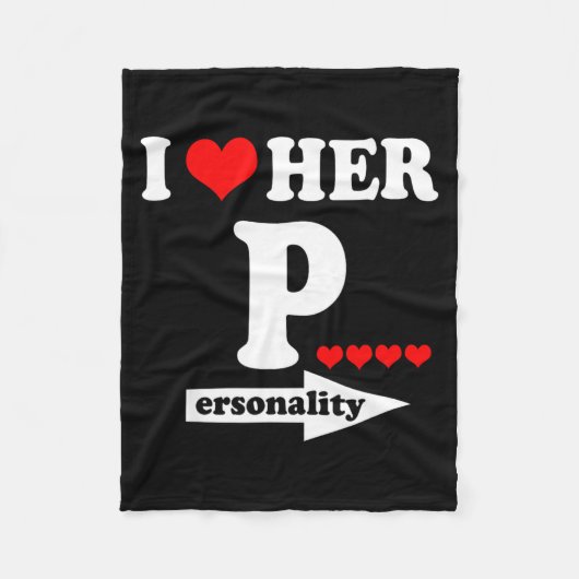 Funny Valentine's Day Couple Matching I Love Her I Fleece Deken (Voorkant)