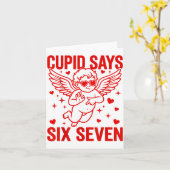 Funny Valentine's Day Cud Says Six Seven Meme Girl Kaart (Gele Bloem)